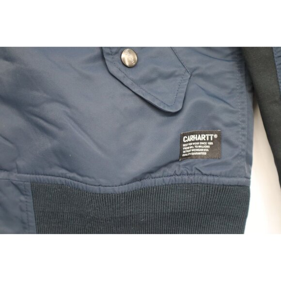 Carhartt Mens Navy Bomber Jacket With Zipper & Pocket Details - Picture 3 of 16